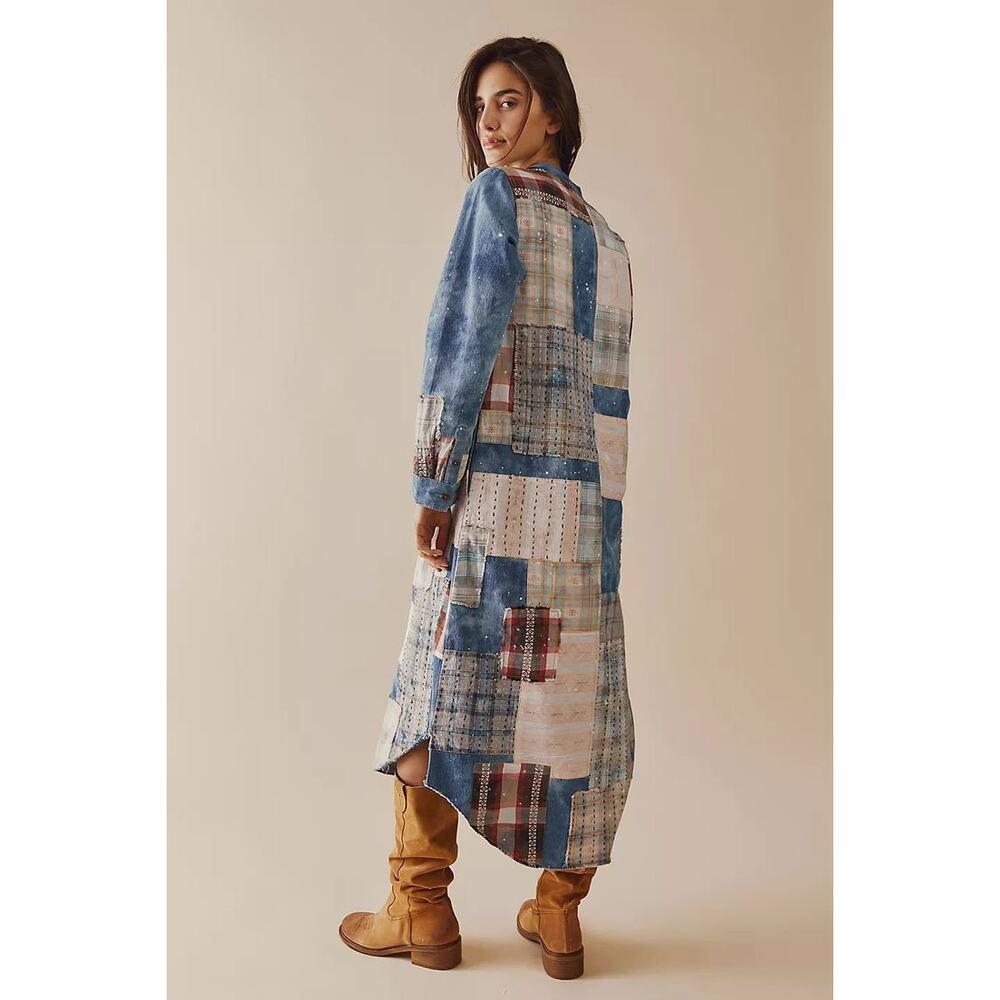Free People We The Free Phoenix Patched Shirt Dress Duster New Small - Picture 2 of 8